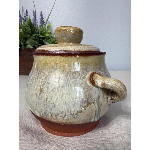 ARTIST SIGNED MULTI COLOR STUDIO POTTERY POT WITH LID - Picture 2 of 9